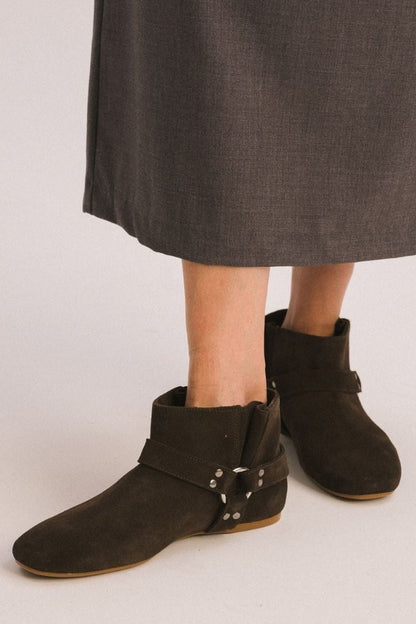 Suede Buckled Ankle Boots [Pre Order]