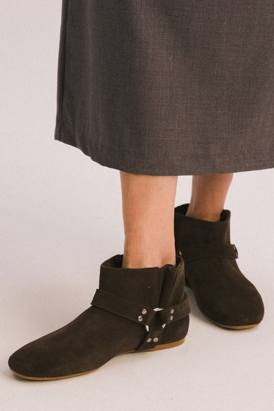 Suede Buckled Ankle Boots [Pre Order]