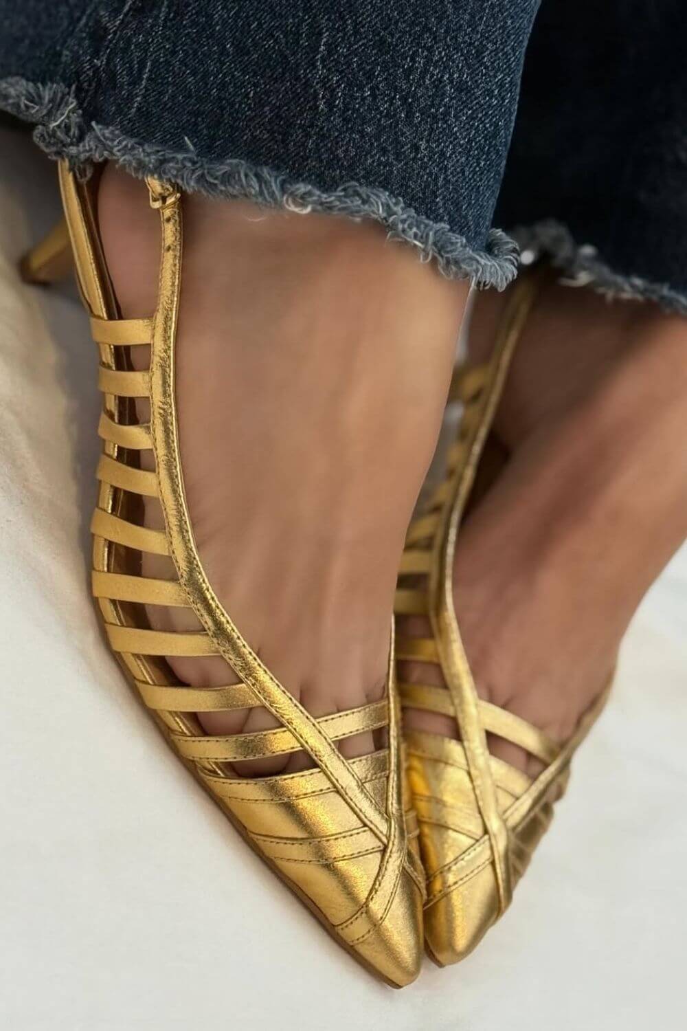 Criss-Cross Strappy Pointed Toe Cutout Slip-On Flats [Pre Order]