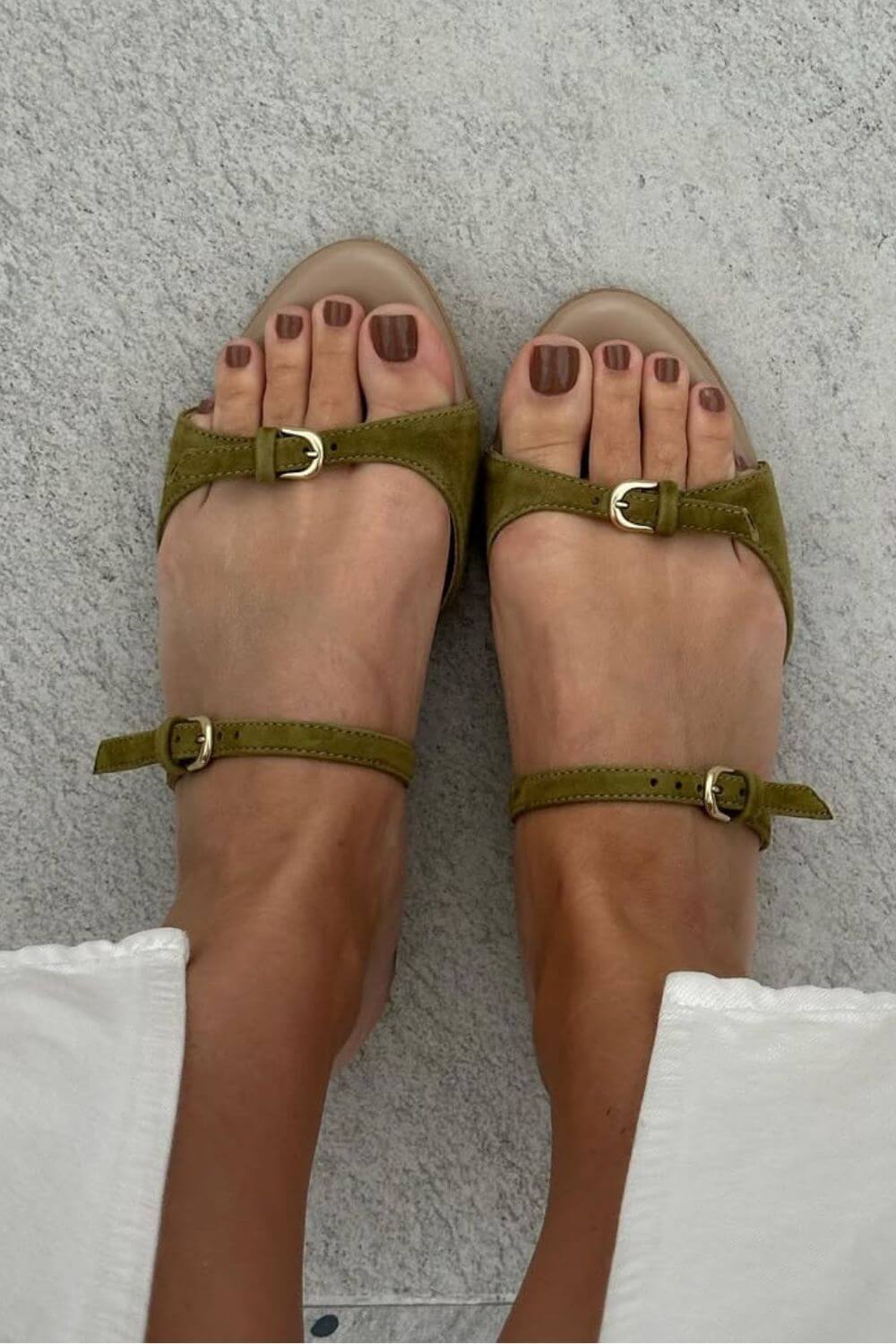 Suede Double Buckle Peep Toe Strappy Sandals [Pre Order]
