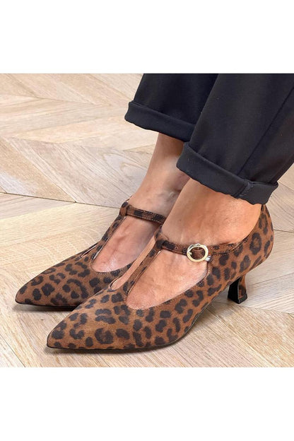 T-Strap Buckle Pointed Toe Kitten Heels [Pre Order]