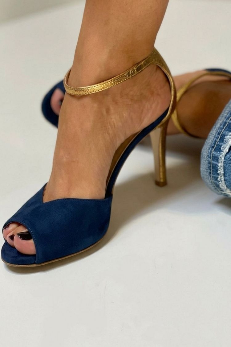 Glitter Ankle Strap Peep Toe Stiletto Heels