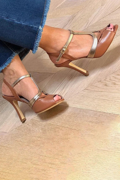 Cut-Out Peep-Toe T-Riemchen Stiletto-Absätze