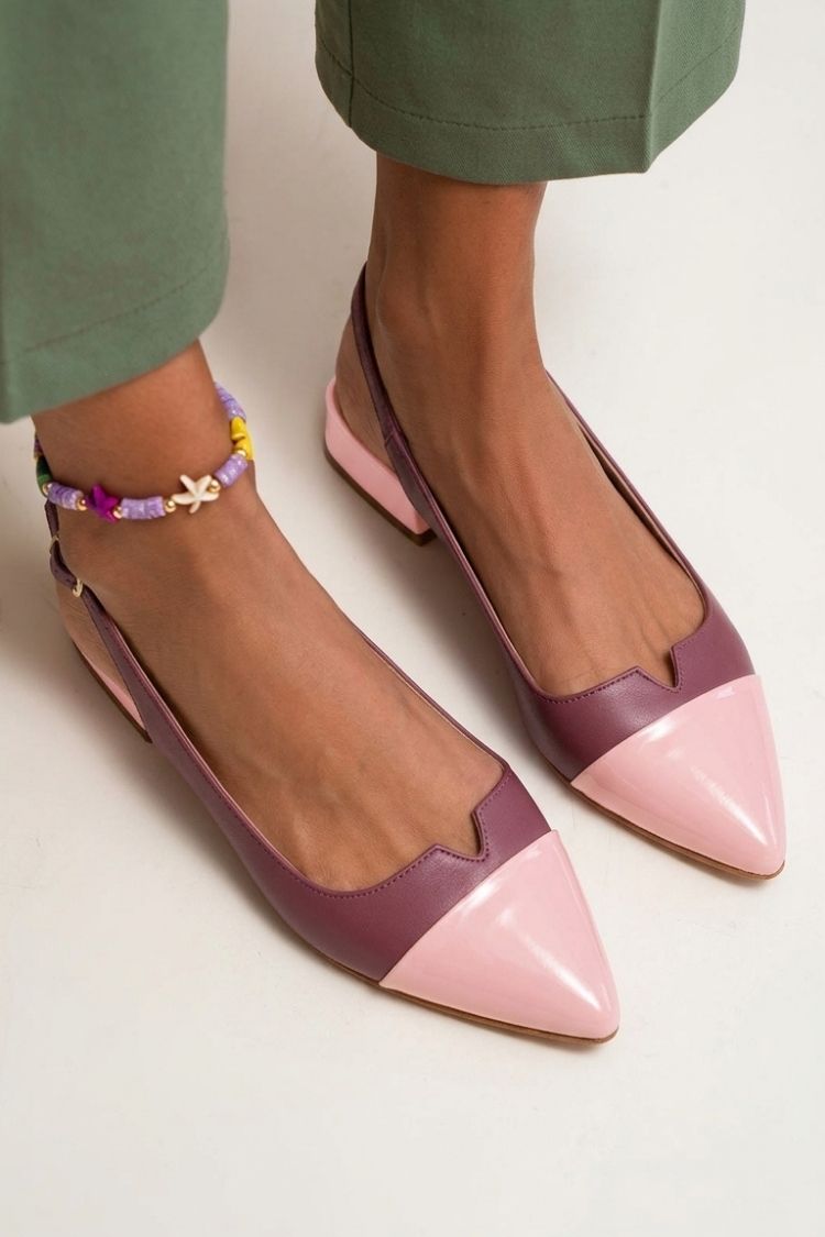 Cut-Out-Schnallen-Slingback-Ballerinas mit spitzer Zehenkappe
