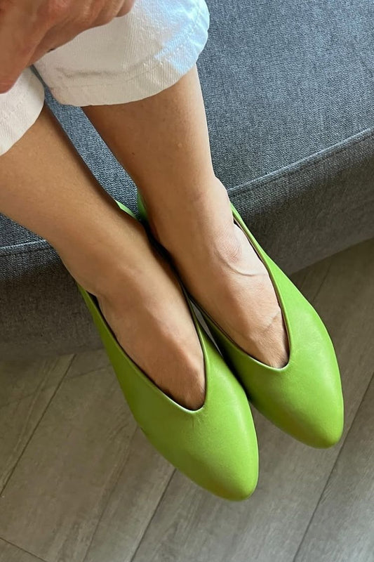 Faux Leather Almond Toe Ballet Flats [Pre Order]