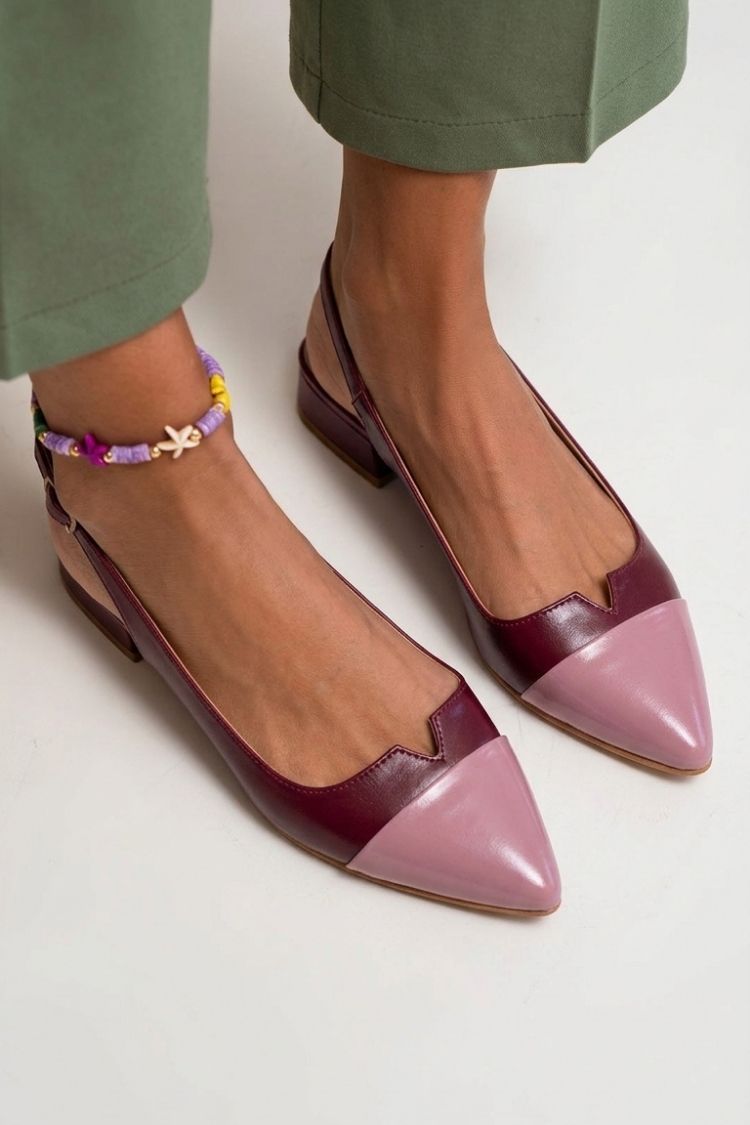 Cut-Out-Schnallen-Slingback-Ballerinas mit spitzer Zehenkappe