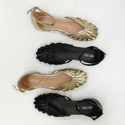 Strap Out Ankle Hollow Buckle Chic Color Solid Sandals