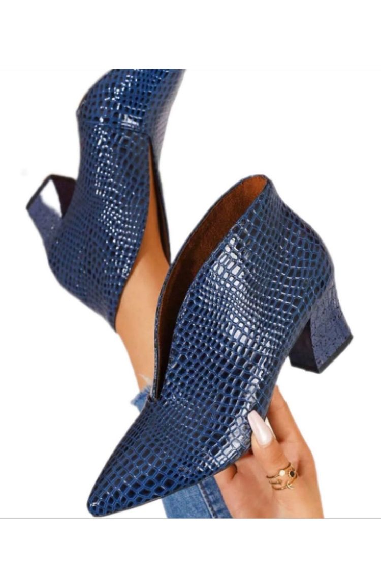 Brown Snake Embossed Pointed Toe Ankle Boots [Pre Order]