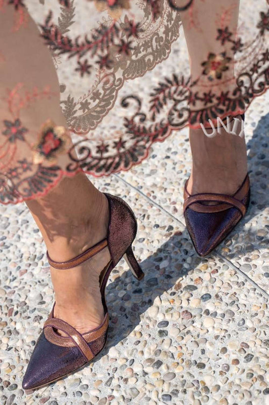 Gold Trim Ankle Strap Color Block Heels [Pre Order]