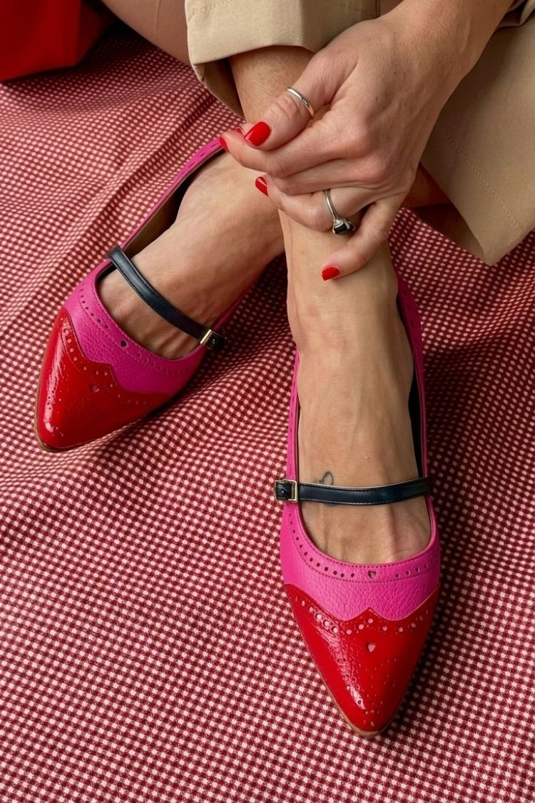 Pointed Toe Instep Strap Buckle Low Heels