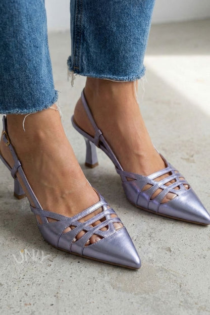 Pointed Toe Multi Strap Slingback Kitten Heels [Pre Order]