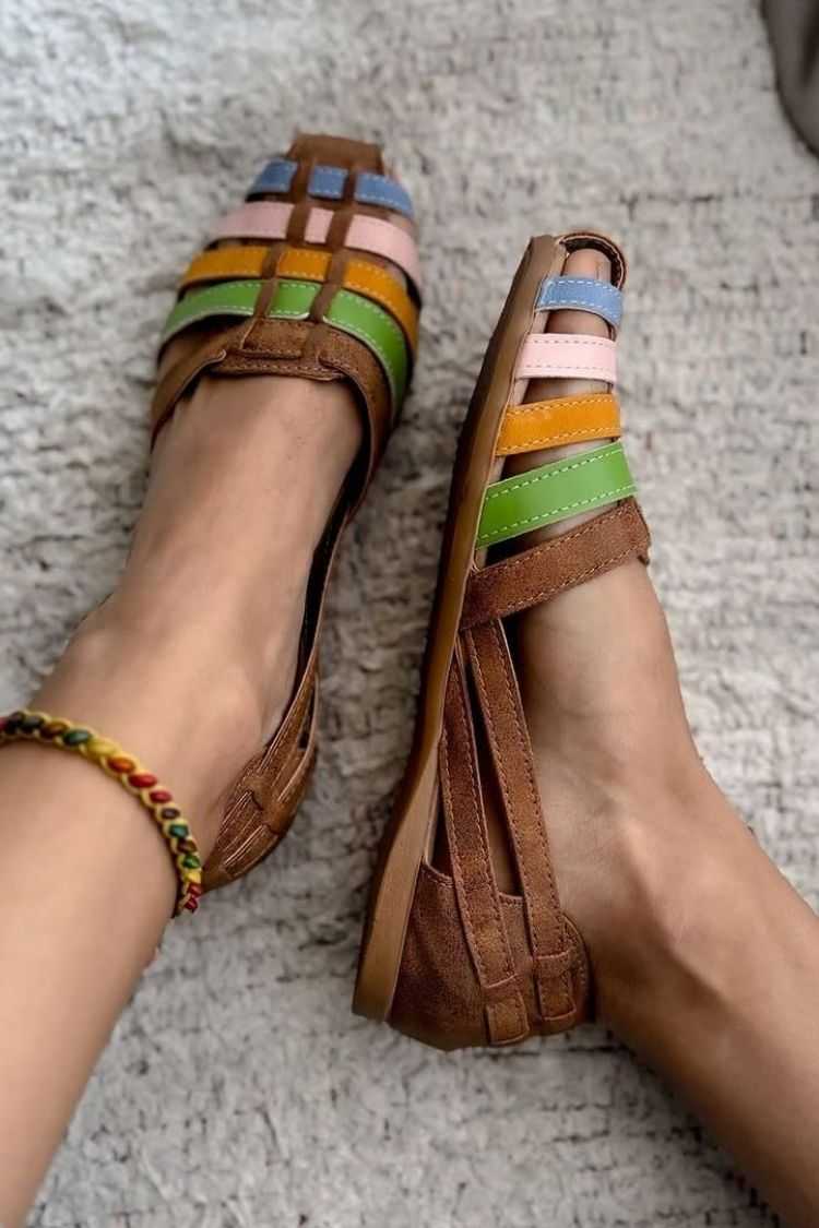 Faux Leather Woven Cutout Peep Toe Flats [Pre Order]