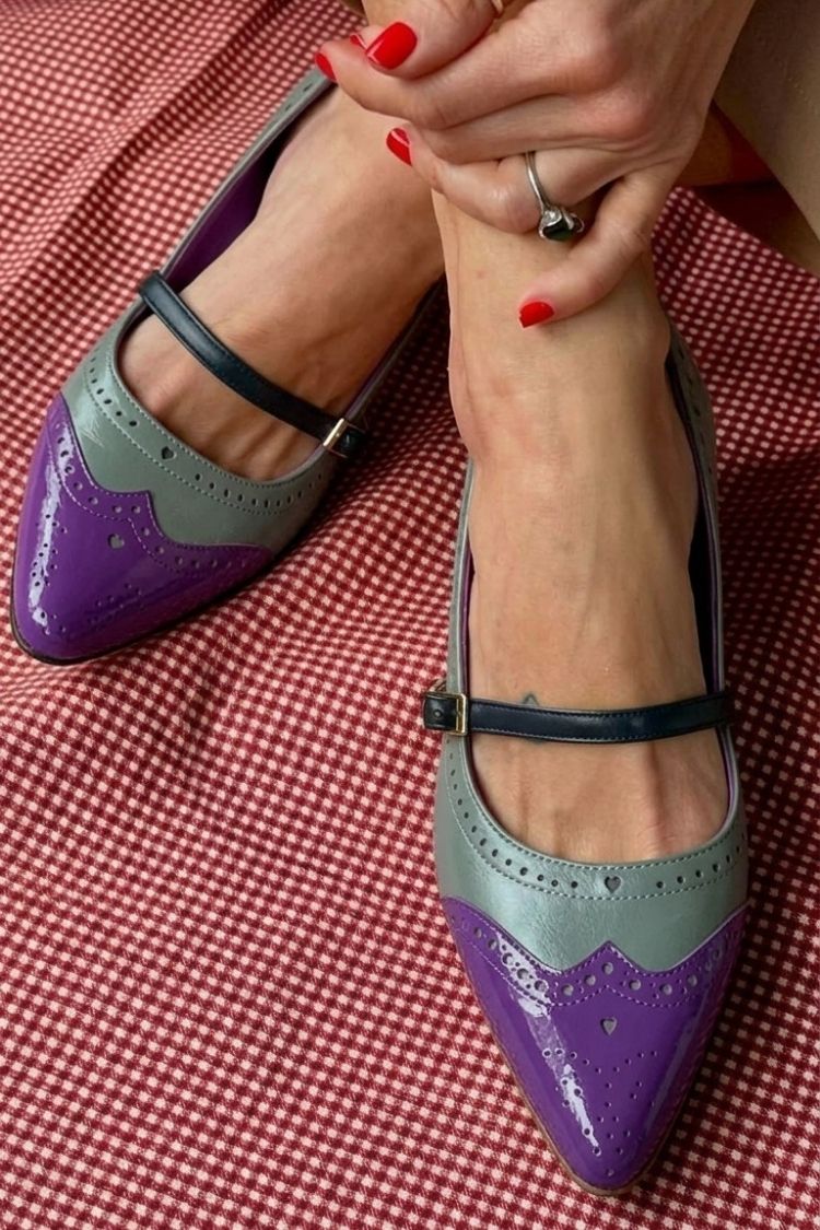 Pointed Toe Instep Strap Buckle Low Heels