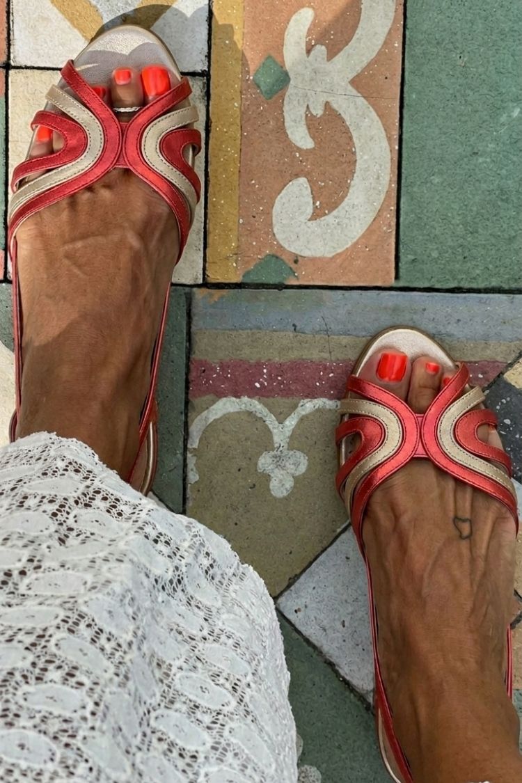Patchwork Hollow Out Peep Toe Sandals