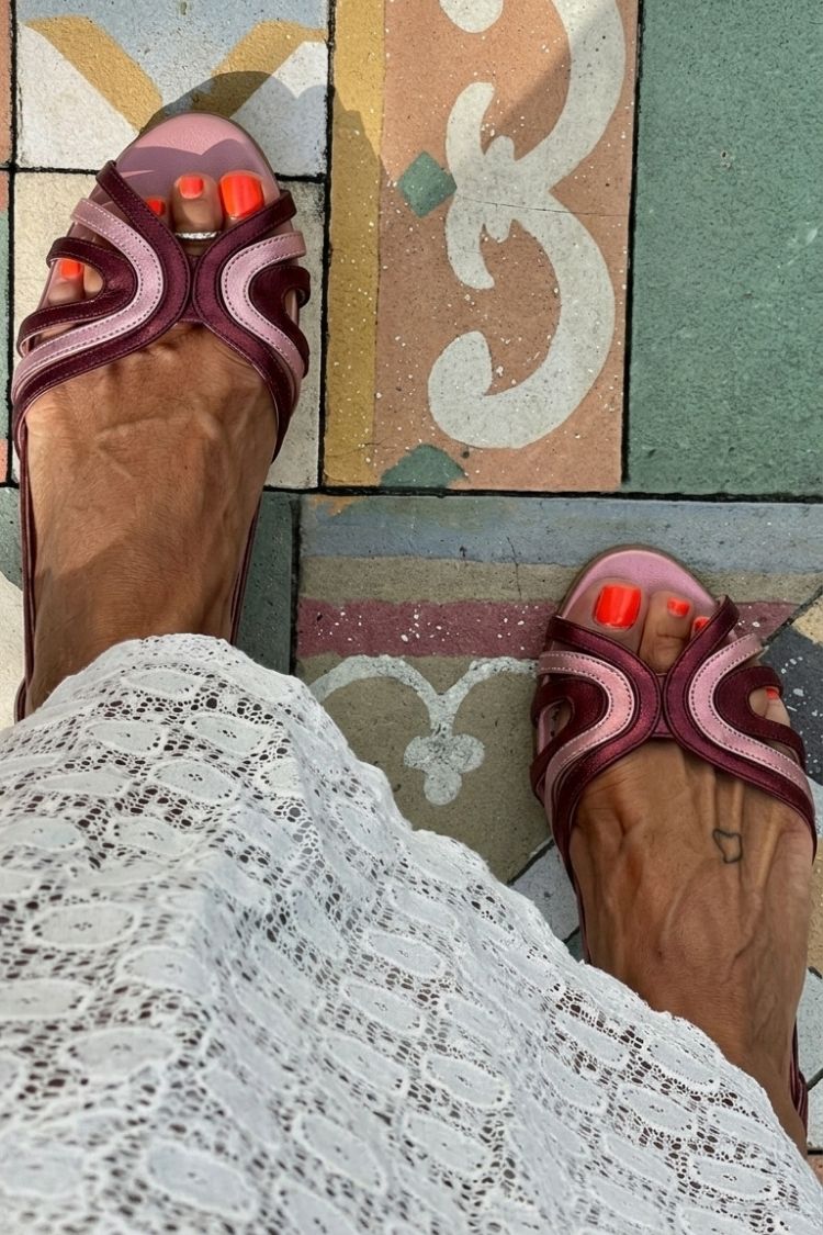 Patchwork Hollow Out Peep Toe Sandals