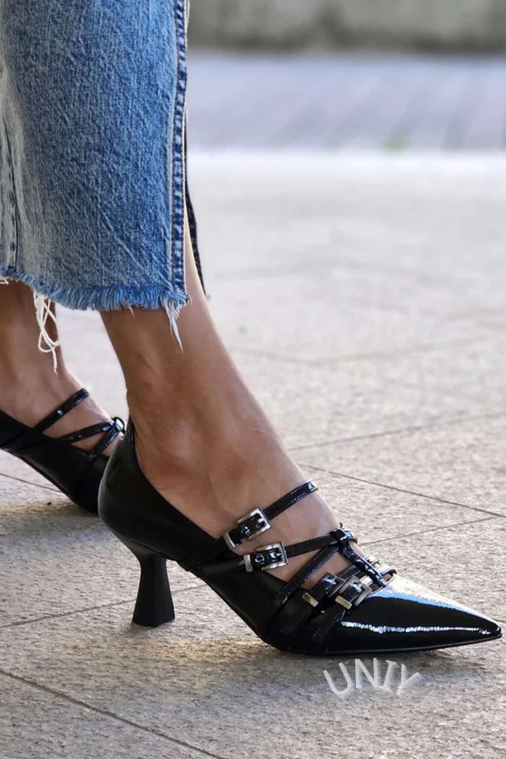 Patent Multi-Buckle Pointed Heels [Pre Order]