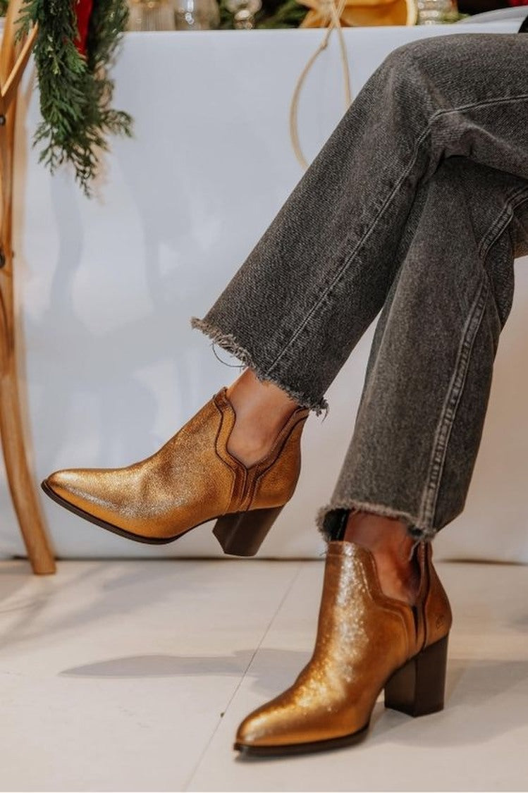 Metallic Gold Western Ankle Boots [Pre Order]