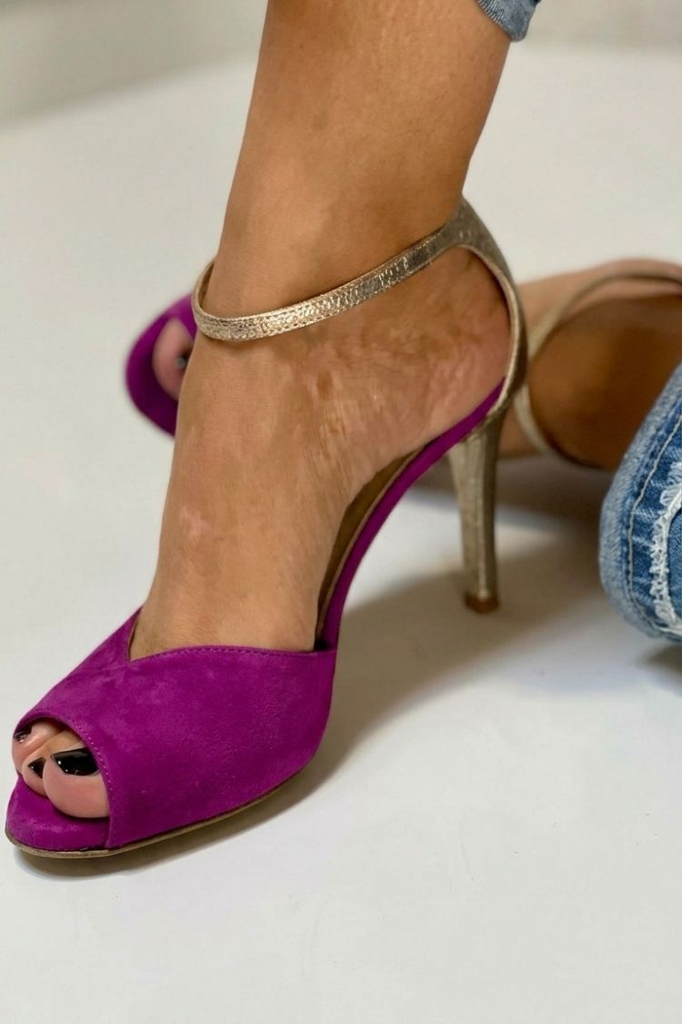 Glitter Ankle Strap Peep Toe Stiletto Heels