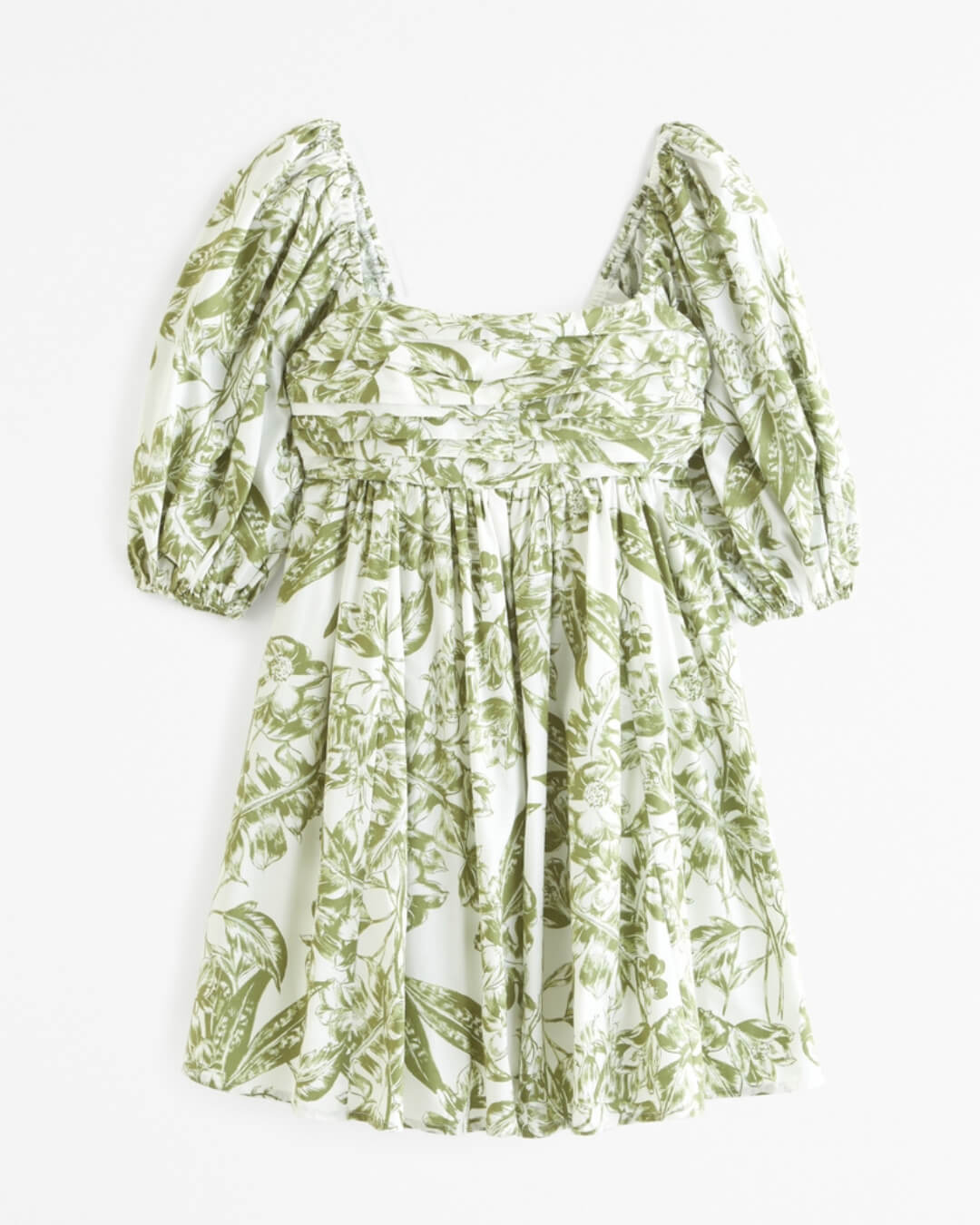 Mini-Kleid mit Puffärmeln und Blumenmuster und hoher Taille