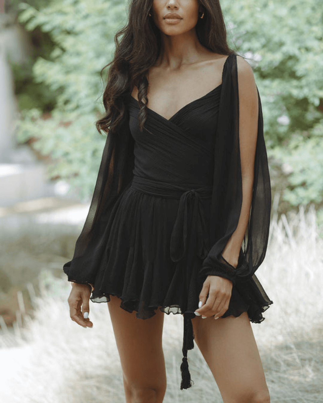 Elegant Holiday Chiffon Mini Dress