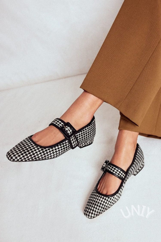 Houndstooth Buckle Pointy Flats [Pre Order]