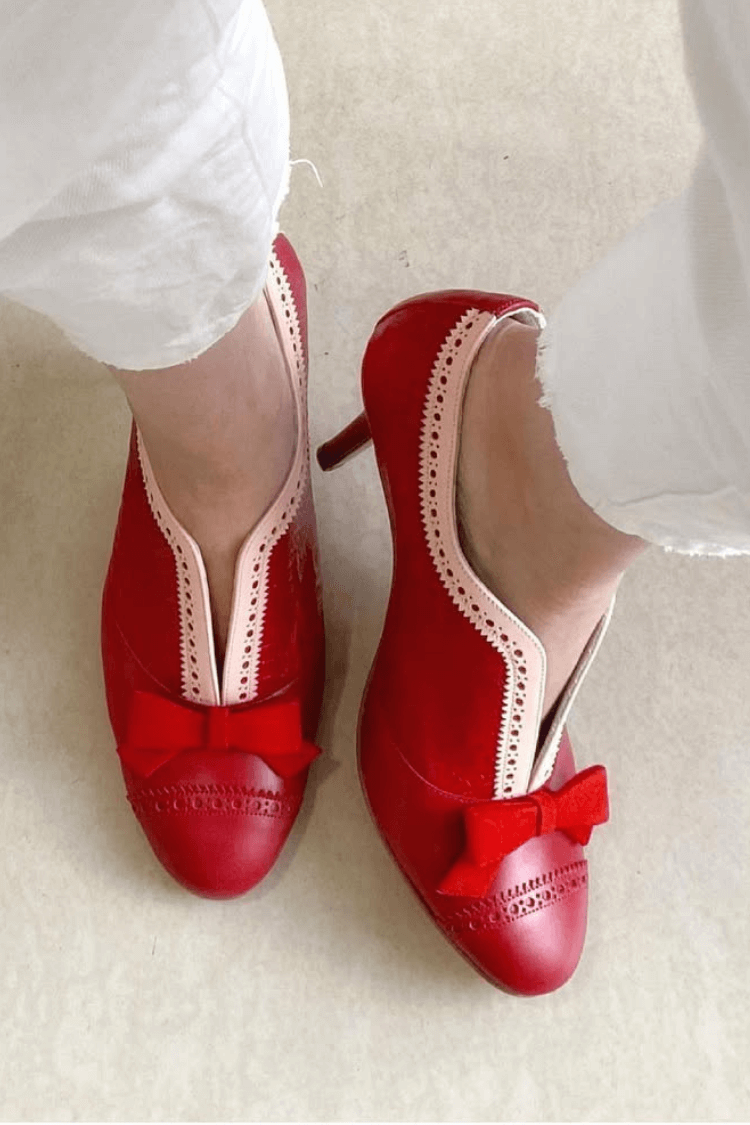 Scalloped Bow Kitten Heel Pumps [Vorbestellung]