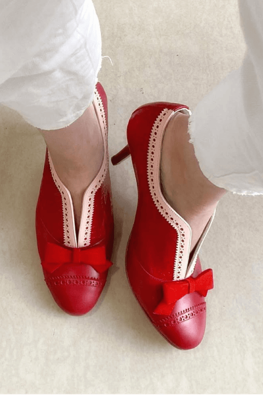 Scalloped Bow Kitten Heel Pumps [Pre Order]