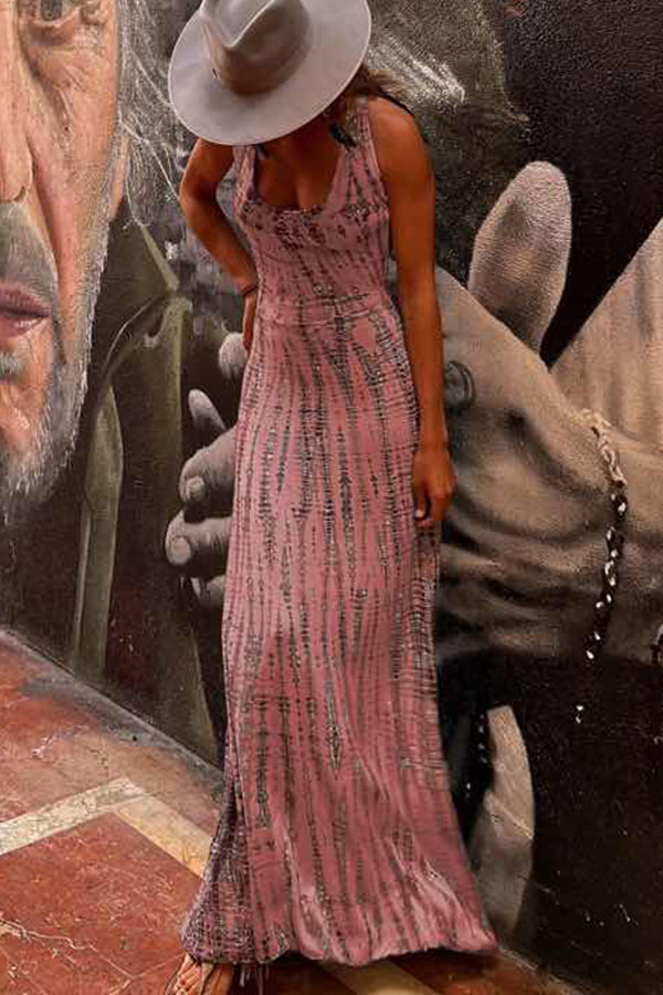 Sleeveless Scoop Neck Stretch Maxi Dress