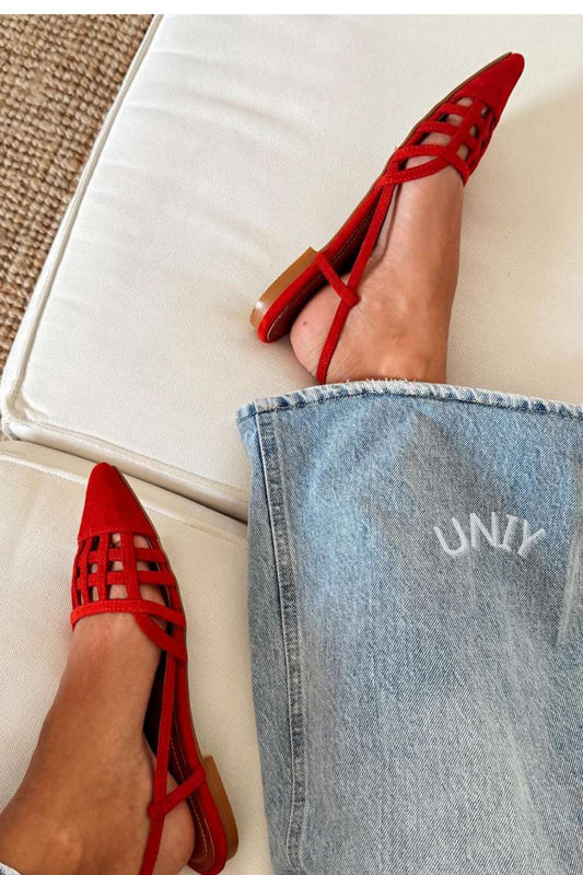 Suede Cut-Out Pointed Toe Flats [Pre Order]