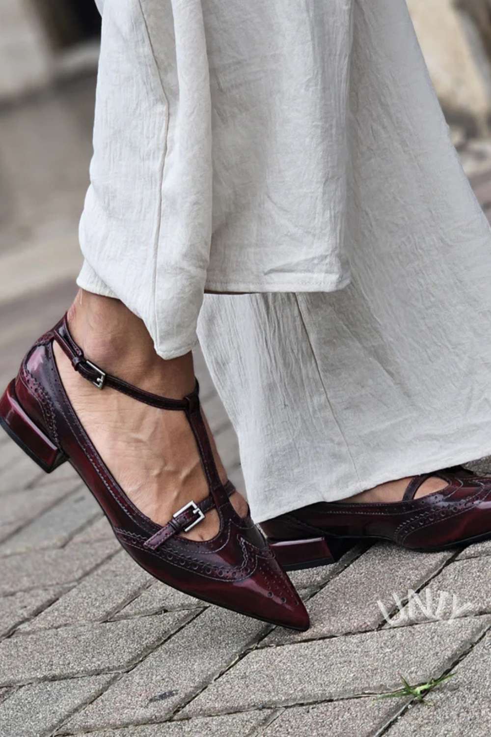 Brogue T-Strap Pointed Block Heels [Pre Order]