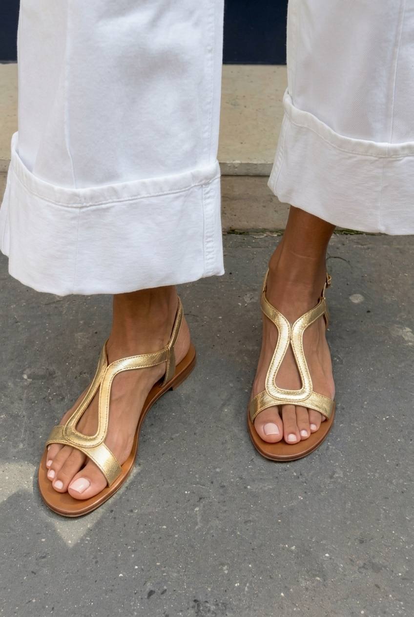 Cut-Out Slingback Flat Casual Sandals