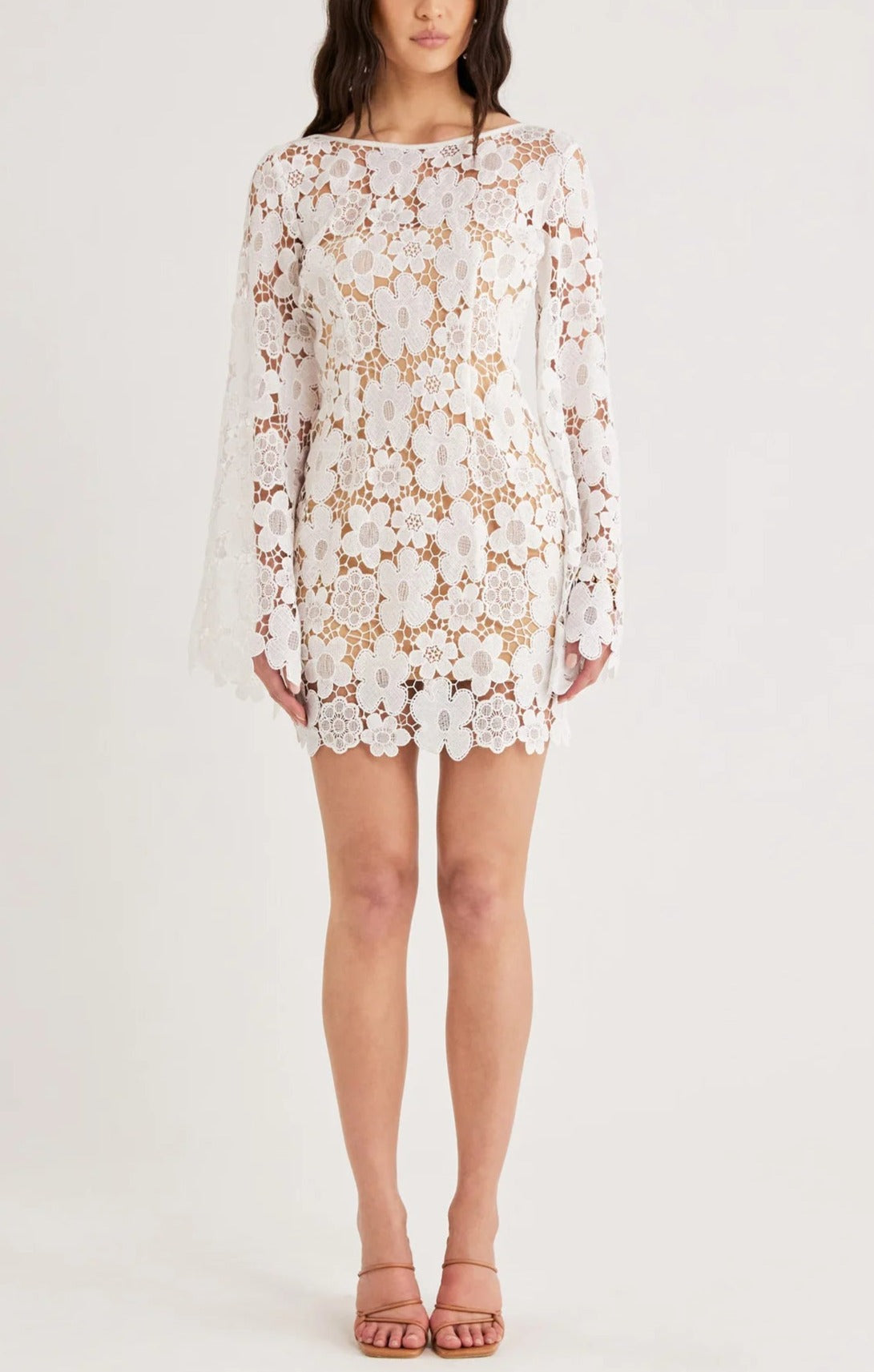 Floral Lace Long Sleeve Mini Dress